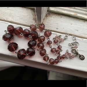 Faceted Amethyst Glass Cookie Lee Necklace